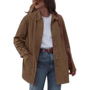 imageBTFBM Faux Suede Jacket Women Fall Fashion 2026 Leather Jackets Long Sleeve Button Down Winter Coats Shackets OuterwearLight Brown