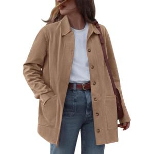 imageBTFBM Faux Suede Jacket Women Fall Fashion 2026 Leather Jackets Long Sleeve Button Down Winter Coats Shackets OuterwearLight Khaki