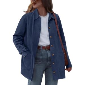 imageBTFBM Faux Suede Jacket Women Fall Fashion 2026 Leather Jackets Long Sleeve Button Down Winter Coats Shackets OuterwearNavy Blue