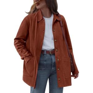 imageBTFBM Faux Suede Jacket Women Fall Fashion 2026 Leather Jackets Long Sleeve Button Down Winter Coats Shackets OuterwearRust