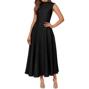 imageBTFBM Summer Dresses for Women 2026 Mock Neck Sleeveless High Waist Flowy Aline Maxi Spring Wedding Guest Dress CocktailBlack