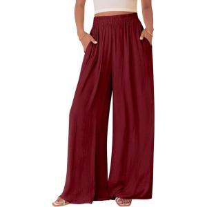 imageBTFBM Wide Leg Pants Woman Spring 2026 Pockets Loose Flowy Trousers Lounge Palazzo Pant Beach Vacation ClothesBurgundy