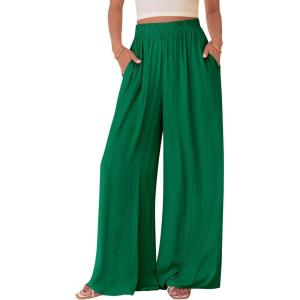 imageBTFBM Wide Leg Pants Woman Spring 2026 Pockets Loose Flowy Trousers Lounge Palazzo Pant Beach Vacation ClothesGreen