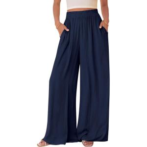imageBTFBM Wide Leg Pants Woman Spring 2026 Pockets Loose Flowy Trousers Lounge Palazzo Pant Beach Vacation ClothesNavy