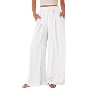 imageBTFBM Wide Leg Pants Woman Spring 2026 Pockets Loose Flowy Trousers Lounge Palazzo Pant Beach Vacation ClothesWhite