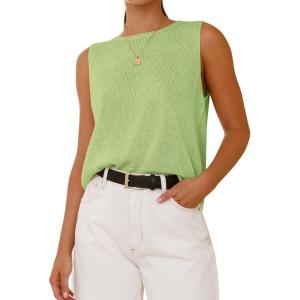 imageBTFBM Womens Sleeveless Sweater Vest 2026 Summer Crew Neck Ribbed Knit Lightweight Pullover Casual Loose Fit Tank TopsMint Green