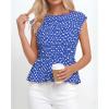 imageBTFBM Casual Short Sleeve Shirts Summer 2026 Going Out Tops for Women Trendy Polka Dots Work Blouses TunicsBlue
