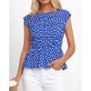 imageBTFBM Casual Short Sleeve Shirts Summer 2026 Going Out Tops for Women Trendy Polka Dots Work Blouses TunicsBlue