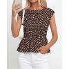 imageBTFBM Casual Short Sleeve Shirts Summer 2026 Going Out Tops for Women Trendy Polka Dots Work Blouses TunicsBrown