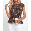 imageBTFBM Casual Short Sleeve Shirts Summer 2026 Going Out Tops for Women Trendy Polka Dots Work Blouses TunicsBrown