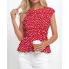 imageBTFBM Casual Short Sleeve Shirts Summer 2026 Going Out Tops for Women Trendy Polka Dots Work Blouses TunicsRed