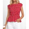 imageBTFBM Casual Short Sleeve Shirts Summer 2026 Going Out Tops for Women Trendy Polka Dots Work Blouses TunicsRed