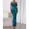 imageBTFBM Cocktail Dresses for Women 2026 Elegant Classy Off Shoulder Bodycon Mesh Slit Floral Maxi Spring Summer DressFloral Green