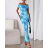 imageBTFBM Cocktail Dresses for Women 2026 Elegant Classy Off Shoulder Bodycon Mesh Slit Floral Maxi Spring Summer DressFloral Light Blue