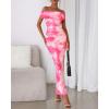 imageBTFBM Cocktail Dresses for Women 2026 Elegant Classy Off Shoulder Bodycon Mesh Slit Floral Maxi Spring Summer DressFloral Pink