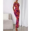 imageBTFBM Cocktail Dresses for Women 2026 Elegant Classy Off Shoulder Bodycon Mesh Slit Floral Maxi Spring Summer DressFloral Purple Orange