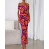 imageBTFBM Cocktail Dresses for Women 2026 Elegant Classy Off Shoulder Bodycon Mesh Slit Floral Maxi Spring Summer DressFloral Purple Orange