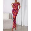 imageBTFBM Cocktail Dresses for Women 2026 Elegant Classy Off Shoulder Bodycon Mesh Slit Floral Maxi Spring Summer DressFloral Purple Orange