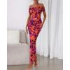 imageBTFBM Cocktail Dresses for Women 2026 Elegant Classy Off Shoulder Bodycon Mesh Slit Floral Maxi Spring Summer DressFloral Purple Orange