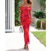 imageBTFBM Cocktail Dresses for Women 2026 Elegant Classy Off Shoulder Bodycon Mesh Slit Floral Maxi Spring Summer DressFloral Rust Red