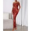 imageBTFBM Cocktail Dresses for Women 2026 Elegant Classy Off Shoulder Bodycon Mesh Slit Floral Maxi Spring Summer DressFloral Wine Red