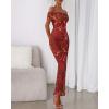 imageBTFBM Cocktail Dresses for Women 2026 Elegant Classy Off Shoulder Bodycon Mesh Slit Floral Maxi Spring Summer DressFloral Wine Red