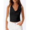 imageBTFBM Cowl Neck Tank Tops for Women 2026 Spring Summer Sleeveless Dressy Blouses Business Casual Outfits Going Out TopBlack