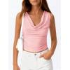 imageBTFBM Cowl Neck Tank Tops for Women 2026 Spring Summer Sleeveless Dressy Blouses Business Casual Outfits Going Out TopPink