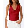 imageBTFBM Cowl Neck Tank Tops for Women 2026 Spring Summer Sleeveless Dressy Blouses Business Casual Outfits Going Out TopRed