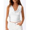 imageBTFBM Cowl Neck Tank Tops for Women 2026 Spring Summer Sleeveless Dressy Blouses Business Casual Outfits Going Out TopWhite