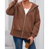 imageBTFBM Hoodies for Women Zip Up jacket Drawstring Spring Fashion 2026 Trendy Long Sleeve Sweatshirt Clothing OutfitsBrown
