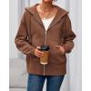imageBTFBM Hoodies for Women Zip Up jacket Drawstring Spring Fashion 2026 Trendy Long Sleeve Sweatshirt Clothing OutfitsBrown
