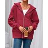 imageBTFBM Hoodies for Women Zip Up jacket Drawstring Spring Fashion 2026 Trendy Long Sleeve Sweatshirt Clothing OutfitsRed