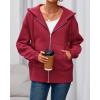 imageBTFBM Hoodies for Women Zip Up jacket Drawstring Spring Fashion 2026 Trendy Long Sleeve Sweatshirt Clothing OutfitsRed