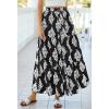 imageBTFBM Long Skirts for Women Summer 2026 Elastic High Waist Flowy A Line Casual Boho Tiered Floral Maxi Skirt PocketsBlack White Flower