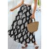 imageBTFBM Long Skirts for Women Summer 2026 Elastic High Waist Flowy A Line Casual Boho Tiered Floral Maxi Skirt PocketsBlack White Flower