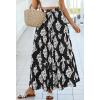 imageBTFBM Long Skirts for Women Summer 2026 Elastic High Waist Flowy A Line Casual Boho Tiered Floral Maxi Skirt PocketsBlack White Flower