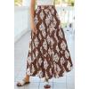 imageBTFBM Long Skirts for Women Summer 2026 Elastic High Waist Flowy A Line Casual Boho Tiered Floral Maxi Skirt PocketsBrown White Flower