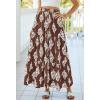 imageBTFBM Long Skirts for Women Summer 2026 Elastic High Waist Flowy A Line Casual Boho Tiered Floral Maxi Skirt PocketsBrown White Flower