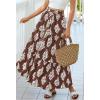 imageBTFBM Long Skirts for Women Summer 2026 Elastic High Waist Flowy A Line Casual Boho Tiered Floral Maxi Skirt PocketsBrown White Flower