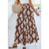 imageBTFBM Long Skirts for Women Summer 2026 Elastic High Waist Flowy A Line Casual Boho Tiered Floral Maxi Skirt PocketsBrown White Flower