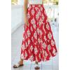imageBTFBM Long Skirts for Women Summer 2026 Elastic High Waist Flowy A Line Casual Boho Tiered Floral Maxi Skirt PocketsFloral Red White Flower