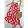 imageBTFBM Long Skirts for Women Summer 2026 Elastic High Waist Flowy A Line Casual Boho Tiered Floral Maxi Skirt PocketsFloral Red White Flower