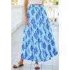 imageBTFBM Long Skirts for Women Summer 2026 Elastic High Waist Flowy A Line Casual Boho Tiered Floral Maxi Skirt PocketsLight Blue Blue Flower