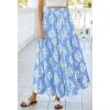 imageBTFBM Long Skirts for Women Summer 2026 Elastic High Waist Flowy A Line Casual Boho Tiered Floral Maxi Skirt PocketsLight Blue White Flower