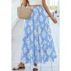 imageBTFBM Long Skirts for Women Summer 2026 Elastic High Waist Flowy A Line Casual Boho Tiered Floral Maxi Skirt PocketsLight Blue White Flower