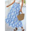 imageBTFBM Long Skirts for Women Summer 2026 Elastic High Waist Flowy A Line Casual Boho Tiered Floral Maxi Skirt PocketsLight Blue White Flower