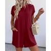 imageBTFBM Rompers for Women Summer 2026 Casual Dressy One Piece Shorts Tshirt Pants Jumpsuit Beach Vacation Clothes OutfitBurgundy