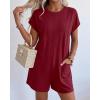 imageBTFBM Rompers for Women Summer 2026 Casual Dressy One Piece Shorts Tshirt Pants Jumpsuit Beach Vacation Clothes OutfitBurgundy