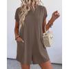 imageBTFBM Rompers for Women Summer 2026 Casual Dressy One Piece Shorts Tshirt Pants Jumpsuit Beach Vacation Clothes OutfitCoffee